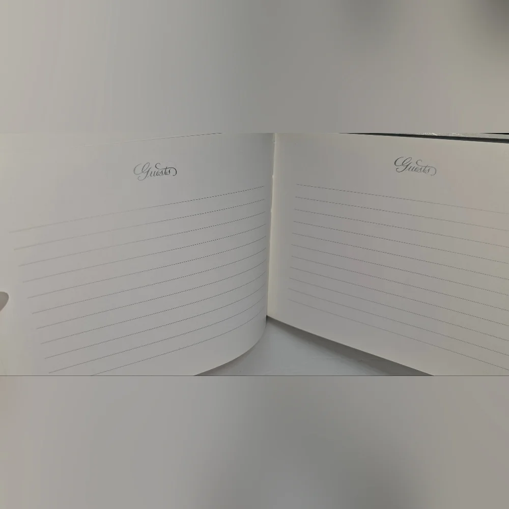 NIB C.R. Gibson White and Silver Wedding Guest Book (7.75